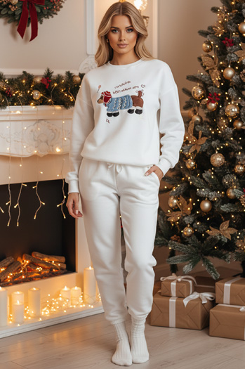 Női oversize pulóver hímzéssel DOGSWEETY fehér Dstreet BY1478z