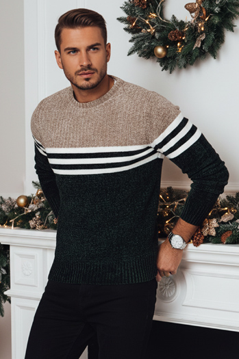 Férfi csíkos zöld pulóver Dstreet WX2231z