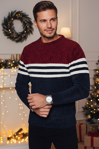 Férfi csíkos, sötétkék pulóver Dstreet WX2229z