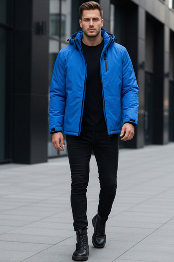 Férfi télikabát kapucnival kék Dstreet TX5120