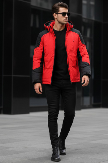 Férfi télikabát kapucnival piros Dstreet TX5121
