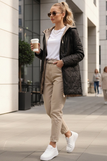 Női steppelt átmeneti kabát fekete Dstreet TY5562 TY5562