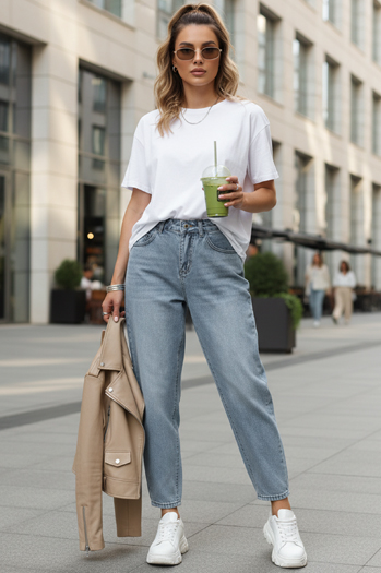 Női magas derekú buggyos farmer kék Dstreet UY2856