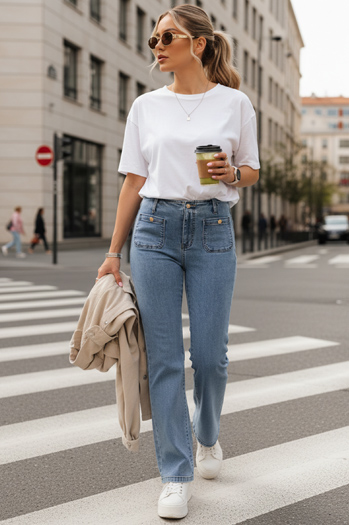 Női magas derekú, széles szárú farmer kék Dstreet UY2867