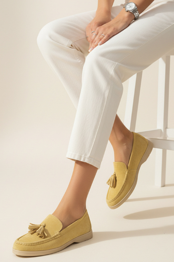 Női sárga szarvasbőr mokaszin Dstreet ZY1342 ZY1342