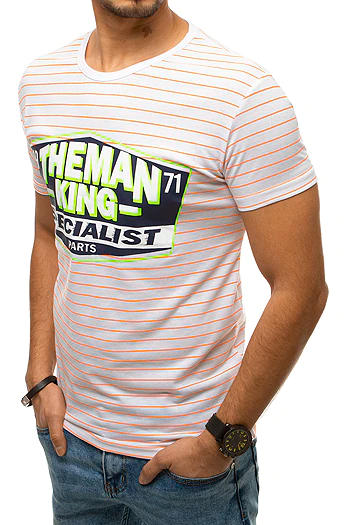 Férfi fehér póló mintával Dstreet RX4397
