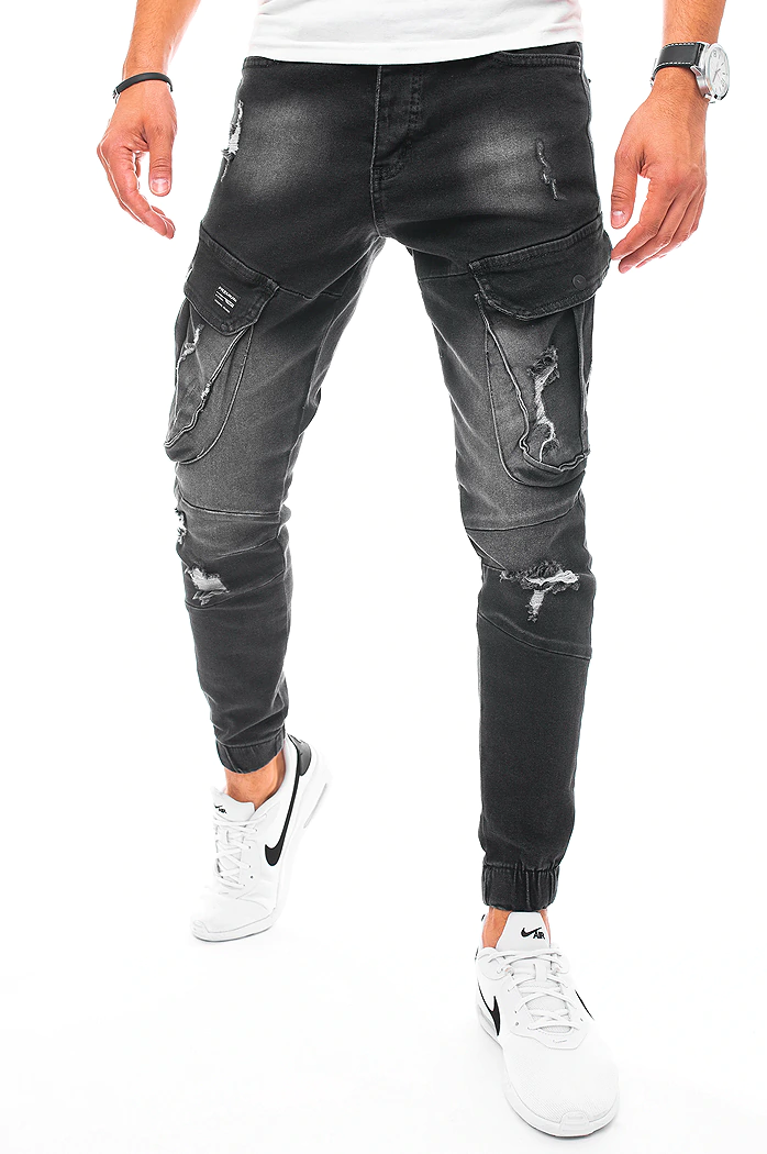 Férfi slim fit katonai jogger farmernadrág fekete színben Dstreet UX3254
