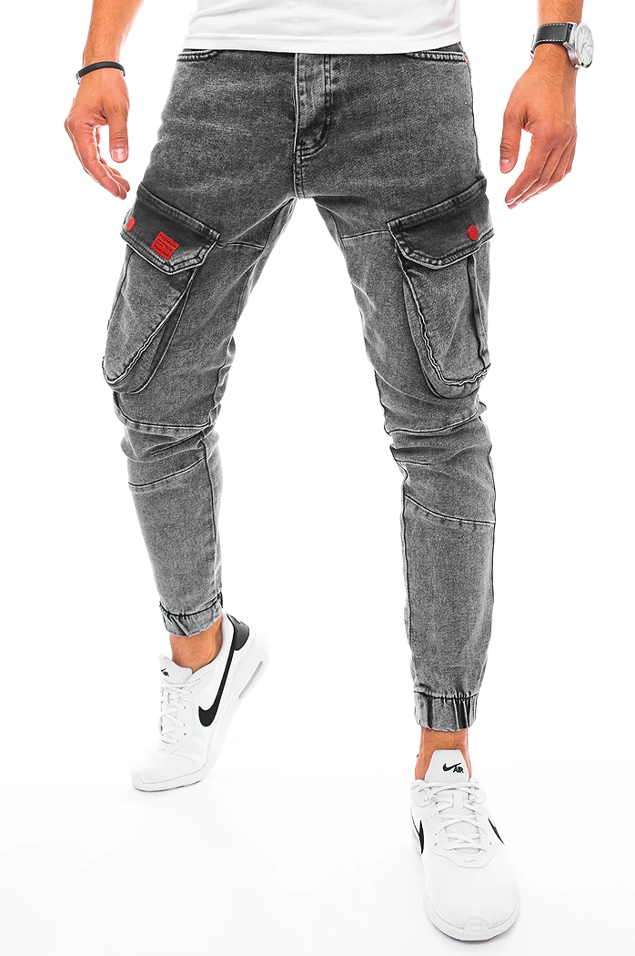 Férfi slim fit katonai jogger farmernadrág világoszürke színben Dstreet UX3255