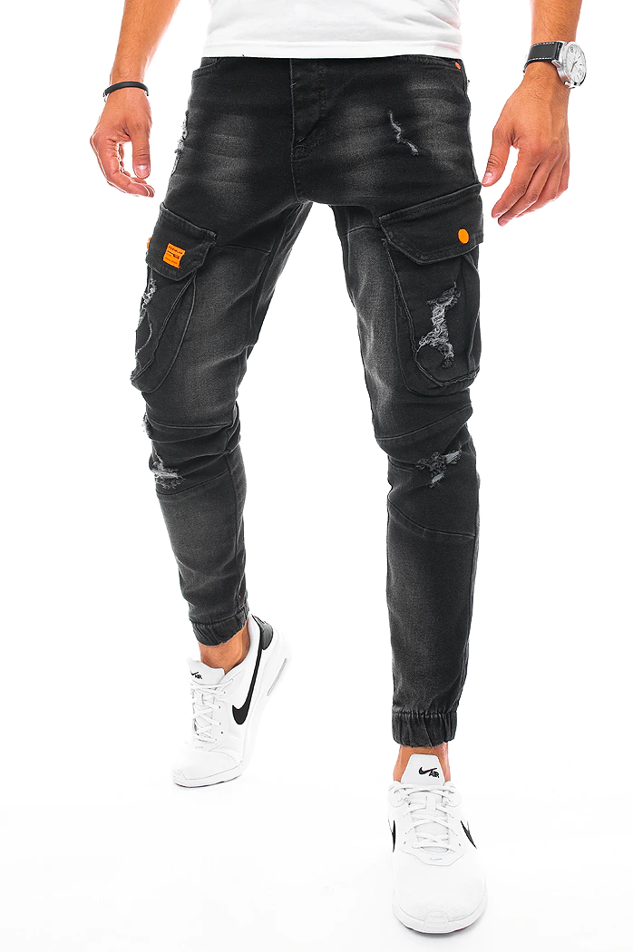 Férfi slim fit katonai jogger farmernadrág fekete színben Dstreet UX3256