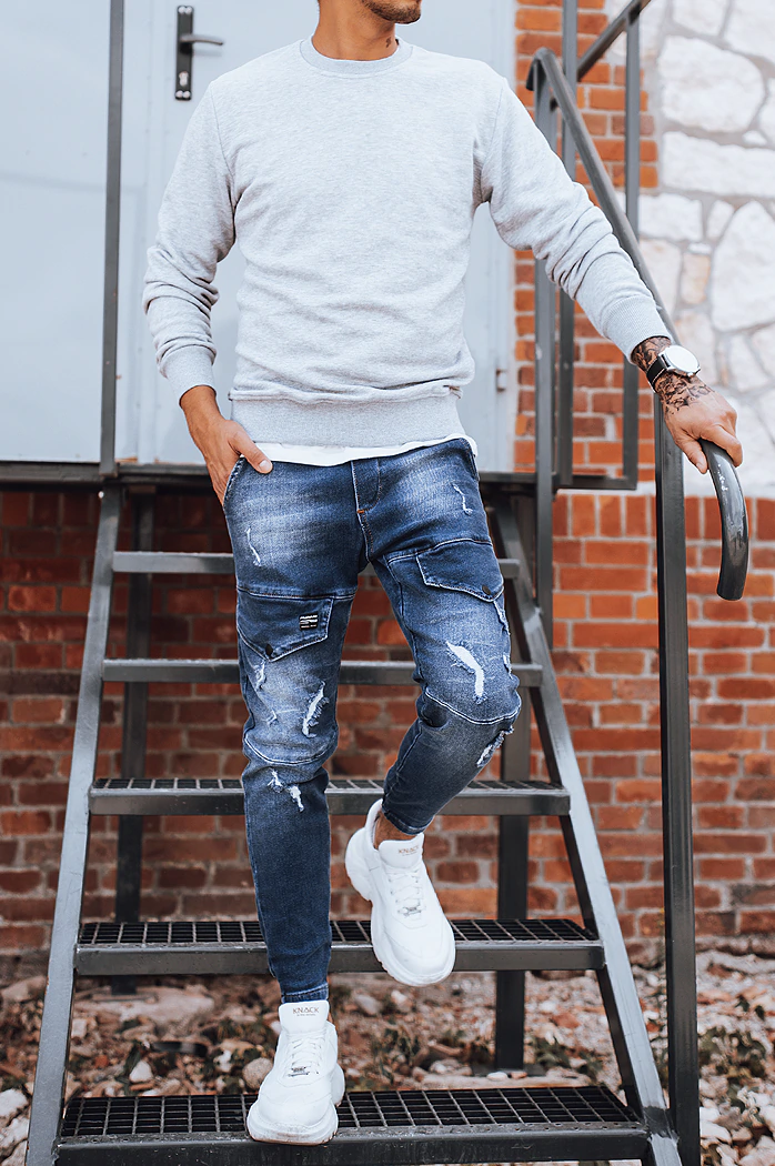 Kék férfi skinny fit farmernadrág övvel Dstreet UX3281