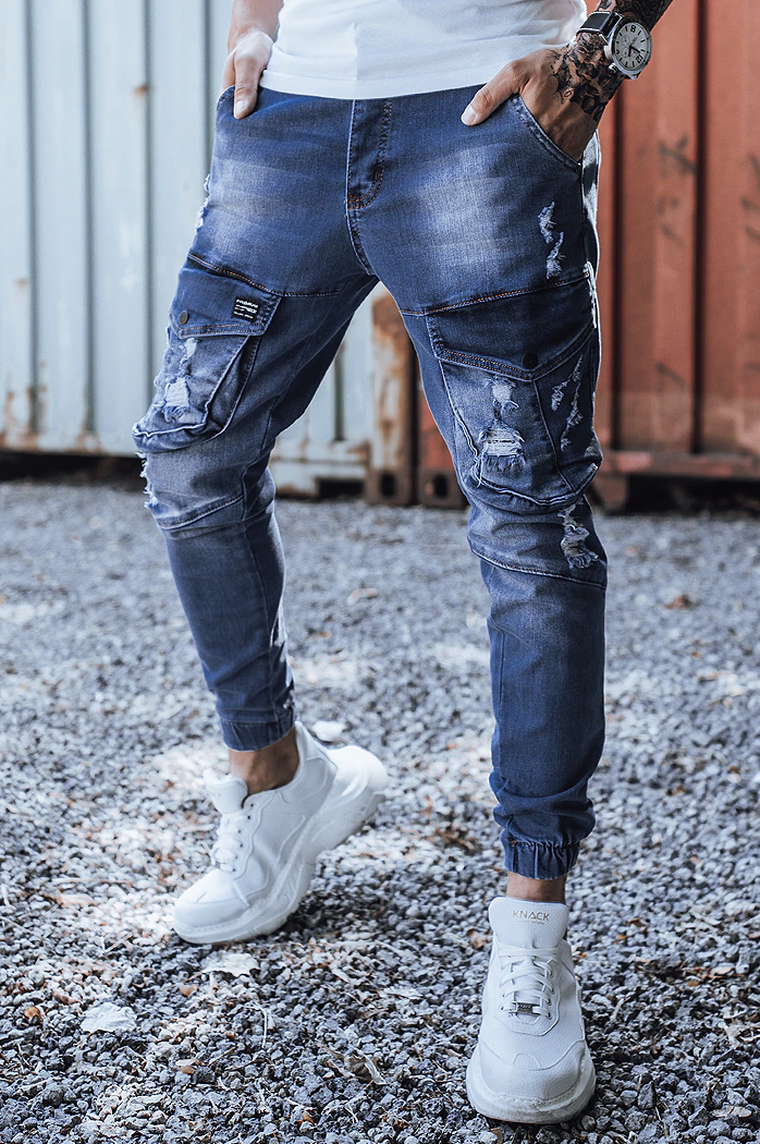 Kék oldalzsebes jogger farmer férfi nadrág Dstreet UX3285