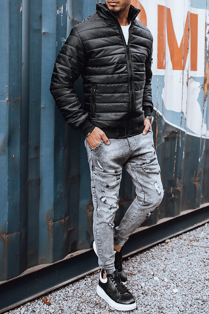 Férfi fekete steppelt átmeneti kabát Dstreet TX3270z