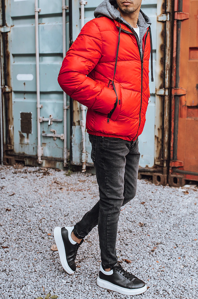 Férfi steppelt piros téli kabát Dstreet TX3828