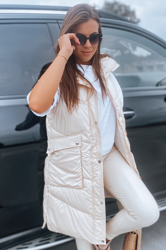 Női steppelt mellény MARIEL ecru színben Dstreet TY3014