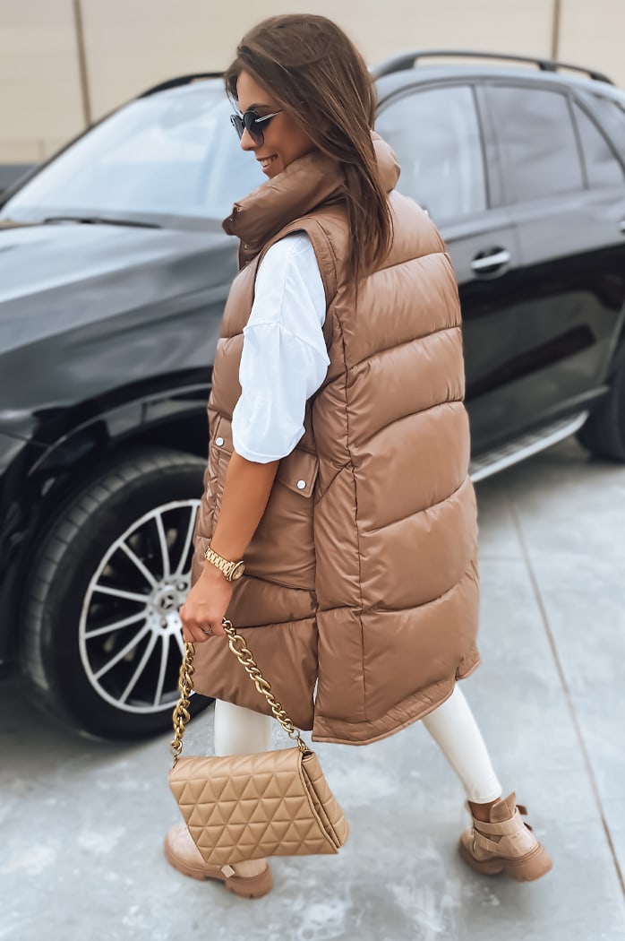 Női steppelt mellény MARIEL camel színben Dstreet TY3016