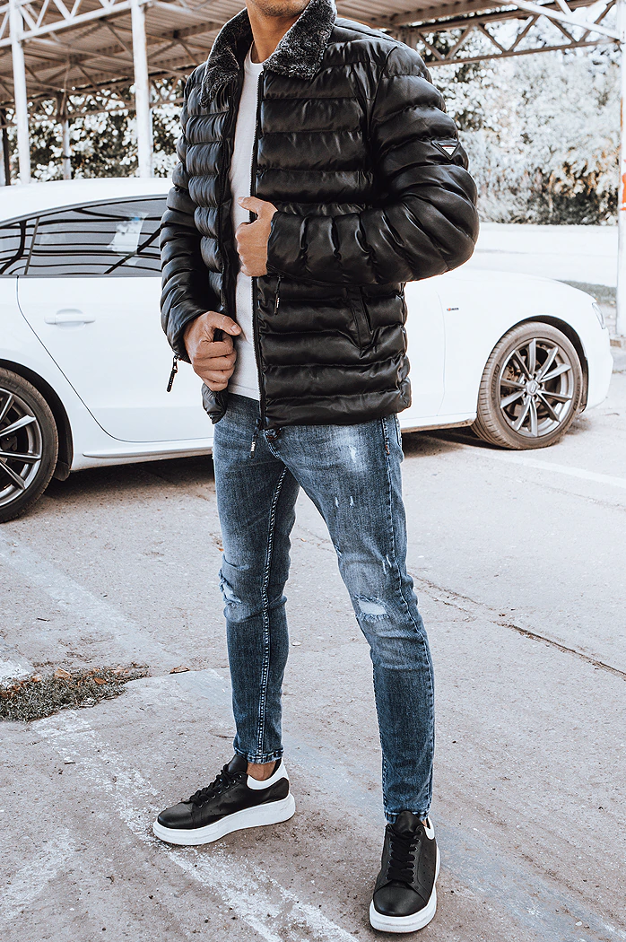 Fekete férfi bőrdzseki Dstreet TX4250