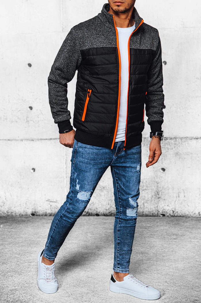 Férfi fekete steppelt átmeneti kabát Dstreet TX4395