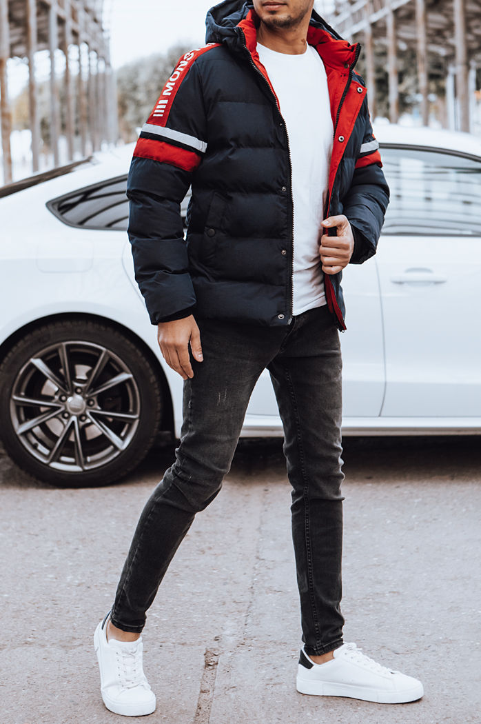 Férfi steppelt télikabát tengerészkék Dstreet TX4566