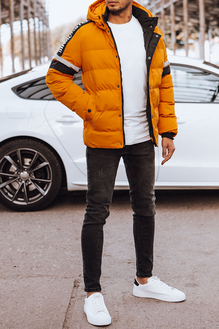 Férfi steppelt télikabát sárga Dstreet TX4567