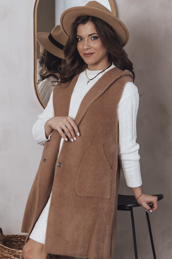 Női hosszú mellény ARTEMI Szín Camel DSTREET TY3940