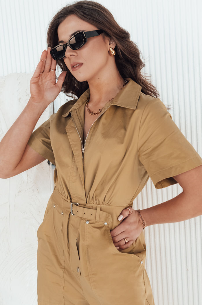 Női elegáns egyberuha FAYSOL Szín Camel DSTREET EY2457