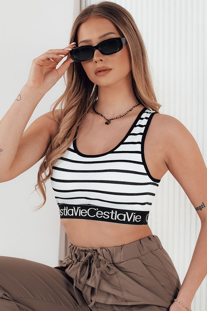 Női csíkos top SUNSEL fehér Dstreet RY2417