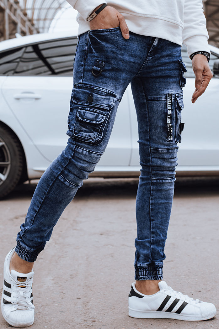 Spodnie męskie jeansowe bojówki niebieskie Dstreet UX4327