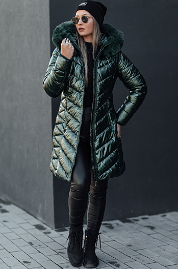 Női steppelt télikabát BELLATRIX zöld Dstreet TY4591