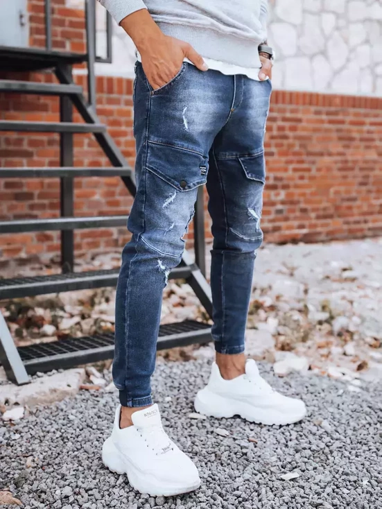 Kék férfi skinny fit farmernadrág övvel Dstreet UX3281