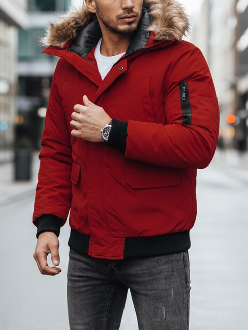 Férfi télikabát bordó Dstreet TX4309