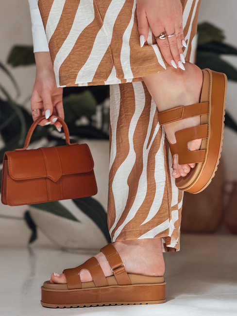 Női tépőzáras PLATFOR flip-flopok camel Dstreet ZY0868