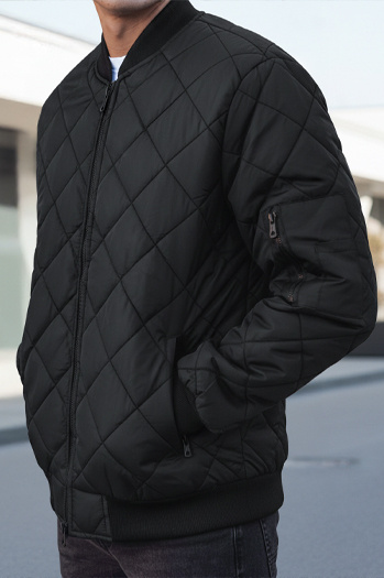 Férfi steppelt bomber kabát fekete TX2215