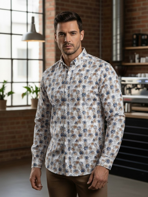 Férfi virágos fehér ing Dstreet DX2645 DX2645