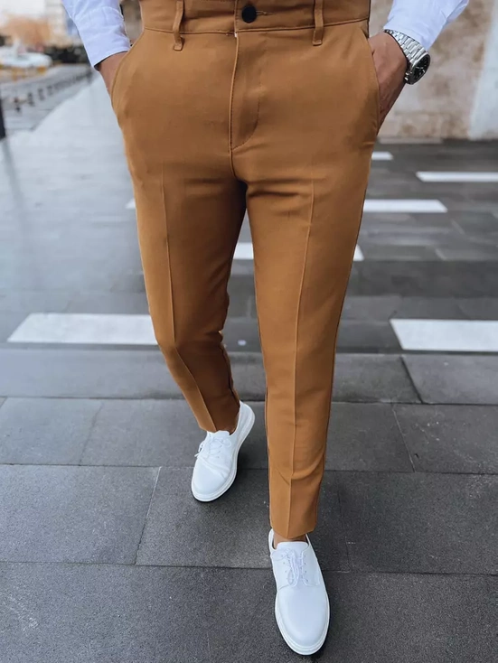 Férfi egyszínű camel chinos nadrág Dstreet UX3974