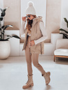 Női steppelt kapucnis mellény camel színben Dstreet TY5107
