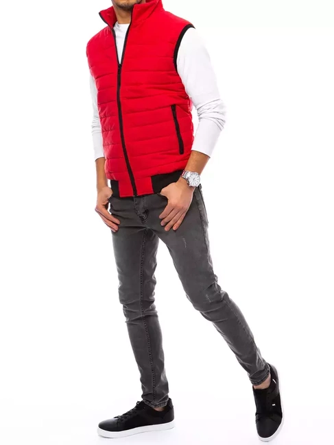 Férfi piros steppelt mellény Dstreet TX4015