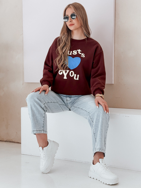 Női oversize nyomtatott pulóver FEELME burgundi Dstreet BY1474