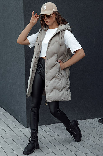 Kamizelka damska pikowana TAMIRA beżowa Dstreet TY4528