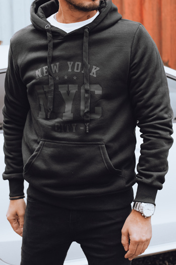 Férfi szigetelt kapucnis pulóver fekete Dstreet BX5934