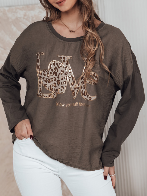 Női egyméretű blúz LOVEGLOW sötét barna Dstreet RY2698