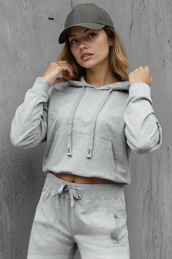 Női kapucnis pulóver világosszürke Dstreet BY1533