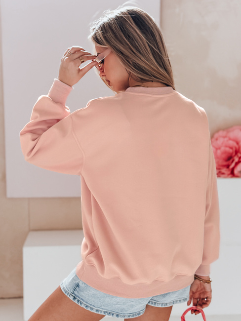 Női oversize pulóver szívekkel PINKNOTE rózsaszín Dstreet BY1500