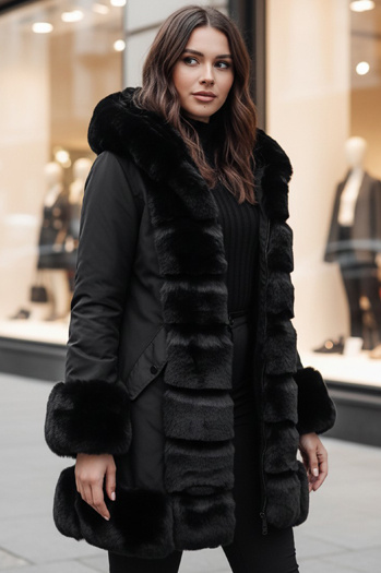 Női kabát szőrmével FURRWINT fekete Dstreet TY4772z