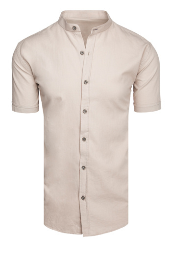 Férfi rövid ujjú bézs színű ing Dstreet KX1061