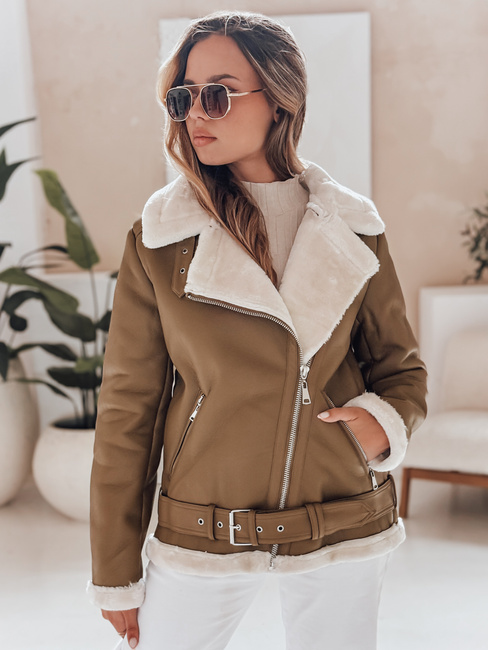 Női NORFDIMA bőrdzseki báránybőr dzseki camel Dstreet TY4738