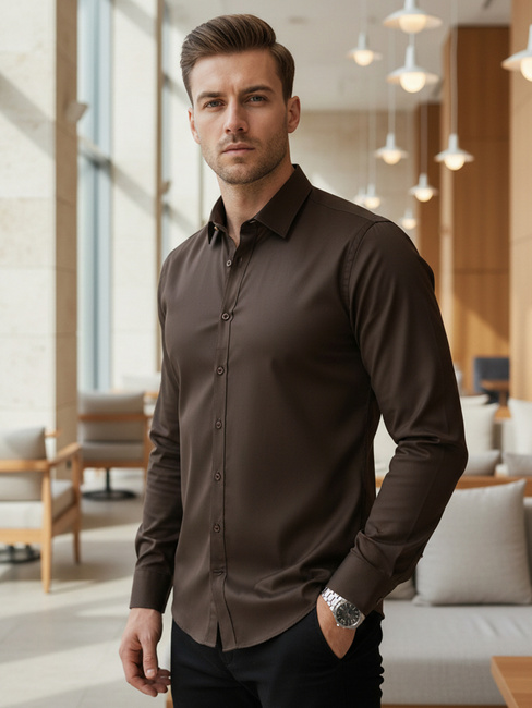 Férfi okos barna ing Dstreet DX2679