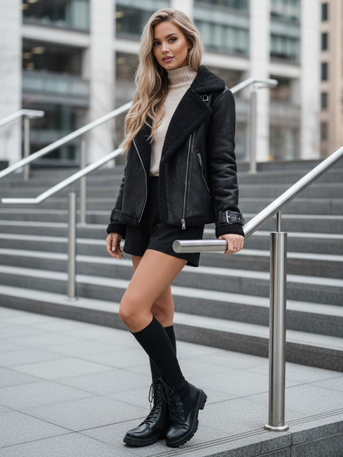 Női zoknis csizma fekete Dstreet ZY1014 ZY1014