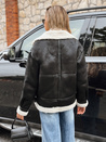 Női ramones dzseki báránybőrrel fekete Dstreet TY5246