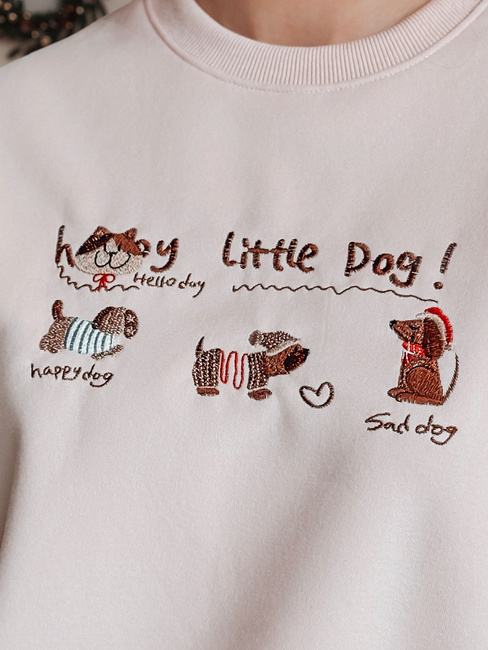 Női oversize pulóver tacskókkal JAMNIKOVE rózsaszín Dstreet BY1497z