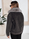 Női FURDENIM farmer dzseki műszőrmével sötétszürke Dstreet TY5185